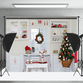 Lofaris Weiß Schrank Kranz Winter Fenster Weihnachten Hintergrund